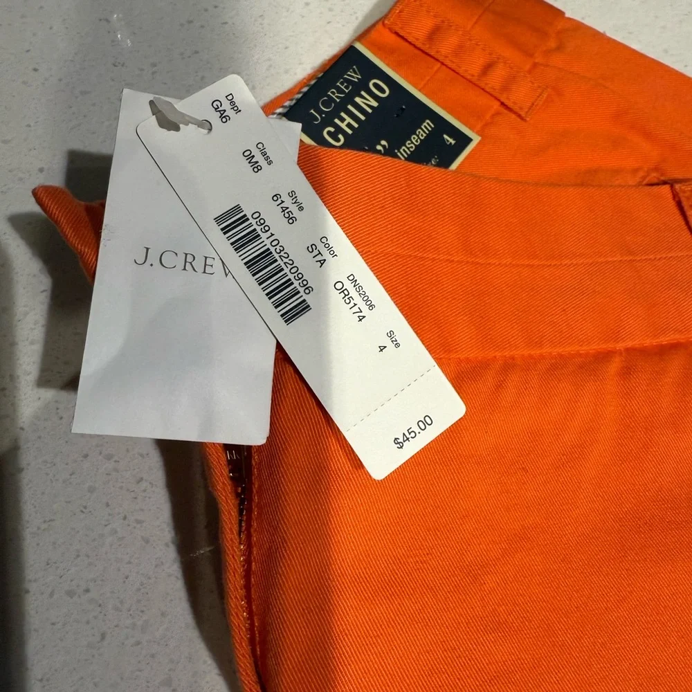 J.Crew NWT ladies Vibrant Orange Chino Shorts size 4 (3 inch inseam) - Picture 2 of 6